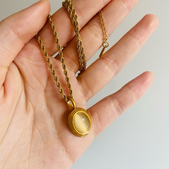 Vermeil Moonstone Necklace pendant necklace stainless steel - Picture 5 of 9